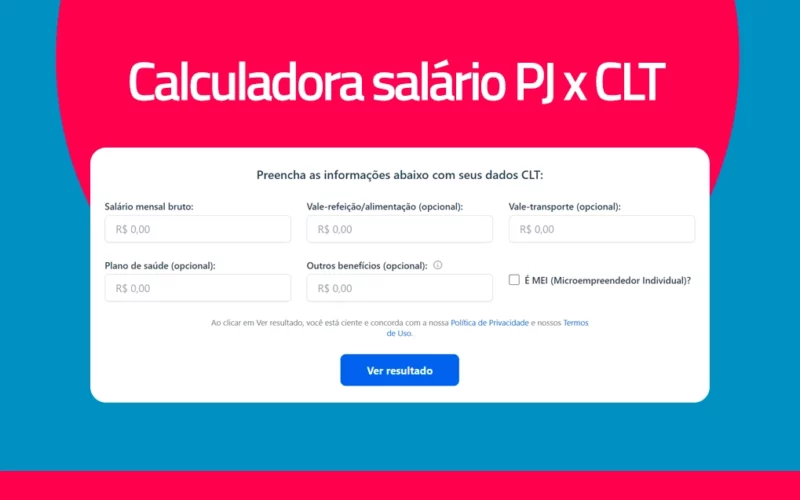 Modelo 004 – Calculadora salário PJ x CLT